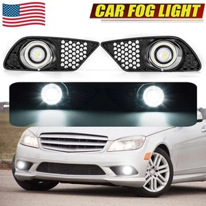 Fits Mercedes Benz C230 C300 C350 W204 LED Bumper Fog Lights w/ Cover Angel Eye- - Picture 1 of 17