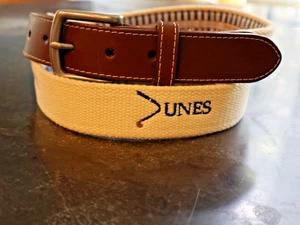 NUEVO Cinturón de Golf Peter Millar Dunes MI LRG 38 Amarillo Tela Algodón y Cuero Para Hombres 1226 - Imagen 1 de 3