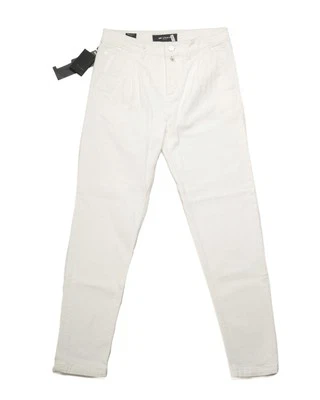 Pantalones de mezclilla Kiton $1,480 nuevos con etiquetas blancos ajustados con botones elásticos plisados (48 IT) 33 EE. UU. Foto 1 de 4