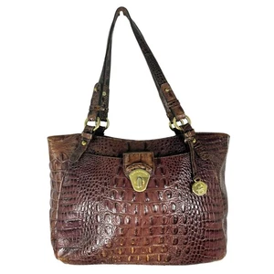 Bolso de Hombro Brahmin Collette Pecan Melbourne Cuero Cocodrilo Repujado  - Imagen 1 de 9