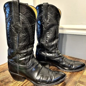 Lucchese Stiefel Herren Größe 8.5 D Schwarzes Leder Klassisch Western Cowboy Handgemacht USA - Bild 1 von 18
