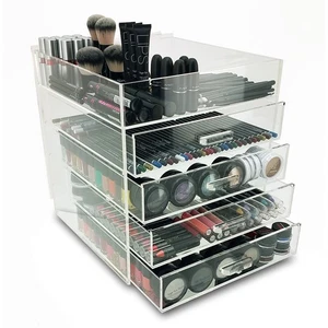 NEW! DELUXE MAKEUP ORGANIZER - ACRYLIC 5 TIER DRAWER COSMETIC DISPLAY CASE - Picture 1 of 3