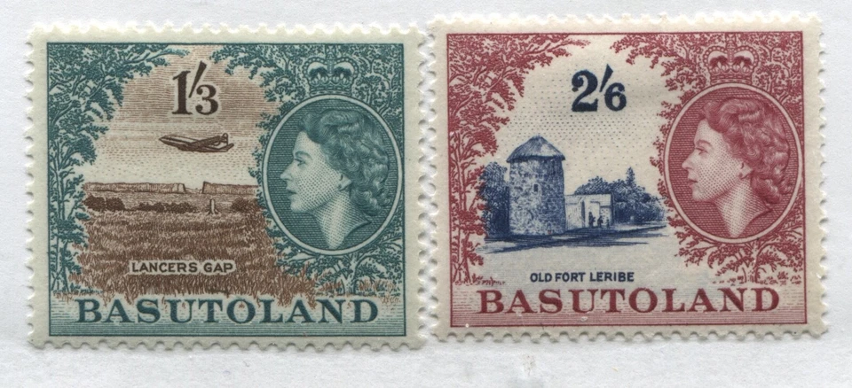 Basutoland QEII 1954 1/3d and 2/6d mint o.g. hinged - Image 1 of 1