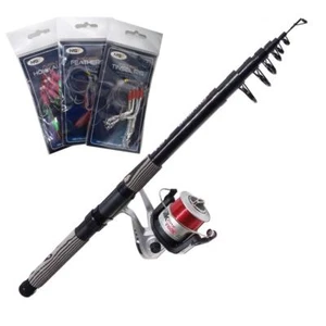 TELESCOPIC FISHING LIGHT BEACHCASTER ROD 12FT + REEL SEA BEACH - Picture 1 of 1