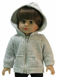 Gray Knit Hooded Jacket Clothes for 18 inch Boy Girl Dolls - Picture 1 of 2