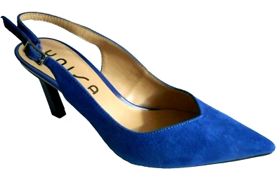 NEW UNISA Size 6.5 Cobalt Blue Velour Fabric Sling back Heel Sandal Shoes - Image 1 of 4