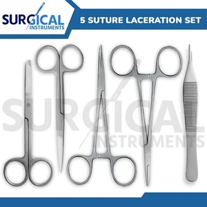 5 Pcs Suture Scissors Forceps Hemostats Needle Holders Set Surgical Kit-2 - Picture 1 of 7