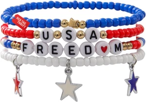 Pulseras Temáticas Día de la Independencia 4 de Julio América EE. UU. Carta Apilable Cuentas St - Imagen 1 de 12