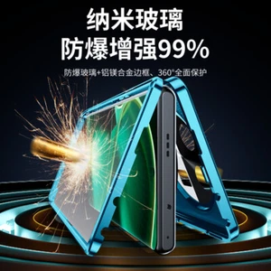 For Oppo Find X6 Pro Metal Magnetic Bumper Leather Back Front Glass Case Cover - Picture 1 of 15