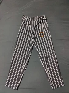 Ultra Flirt Girl Striped Belted No Pockets Pants Black & White Size M - Picture 1 of 3