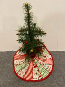 Elf Christmas Tree Skirt 9” Embroidered Skirt NEW - Picture 1 of 5