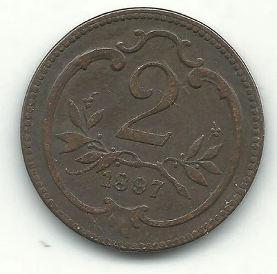 A VERY NICE HIGH GRADE 1897 AUSTRIA 2 HELLER COIN-NOV608 - Image 1 of 2