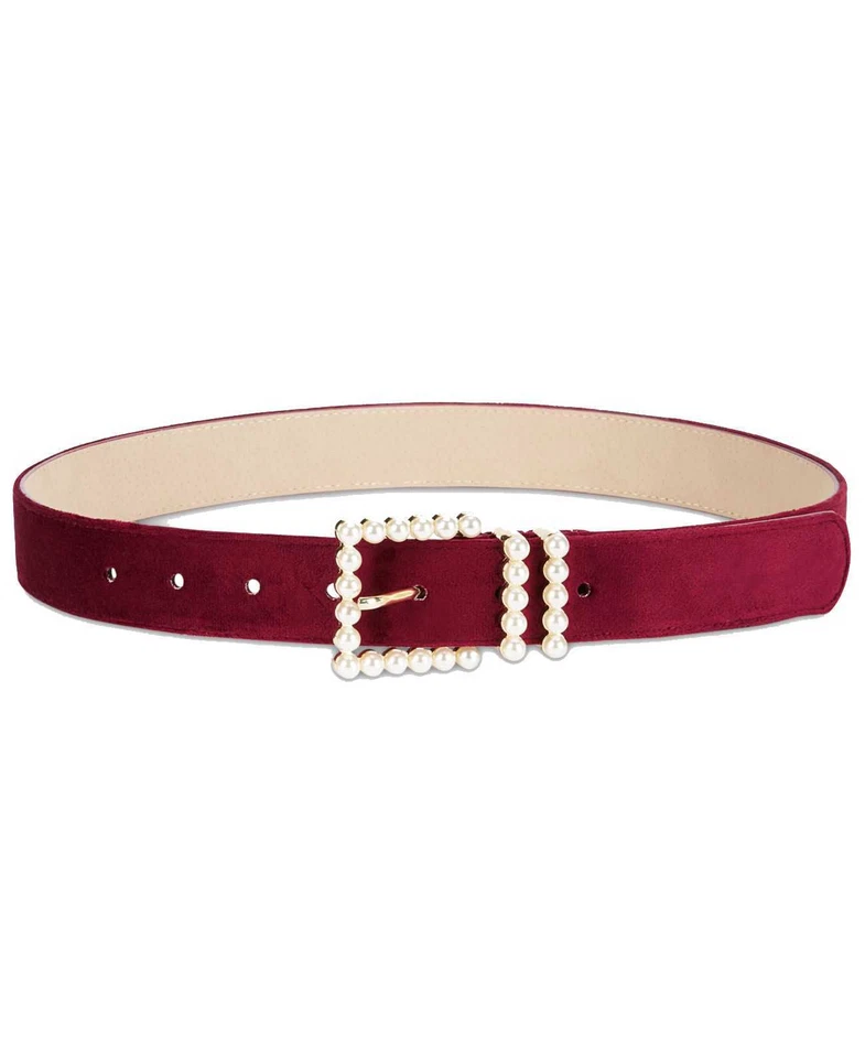 INC International Concepts Women’s Imitation-Pearl Velvet Belt - Image 1 of 1