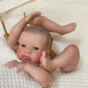 21inch Painted Unfinished Reborn Doll Kits Soft Vinyl with Cloth Body DIY Toys - Picture 1 of 7