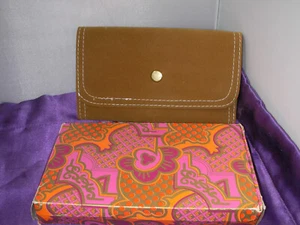 Tan Soft Faux Leather Suede clutch tri-fold wallet womens Coin purse Check Book - Picture 1 of 9