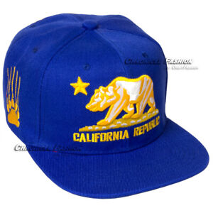 California Republic Baseball Cap Snapback Adjustable Hat Cali Bear Flat Bill Men