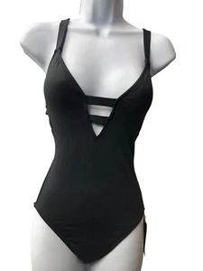 Seafolly Women's Black Deep V-Neck Stretch One-Piece Swimsuit Size 4 10634-942 - Picture 1 of 8