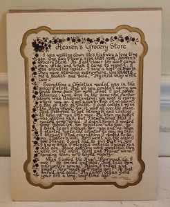 Heaven's Grocery Store Inspirational Text in Calligraphy on Parchment and Matted - Picture 1 of 3