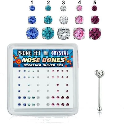 Nasenpiercing,Nasenstecker,Nasenring,Nasenschmuck,925 Silber, Zirkonia n51 - Bild 1 von 2