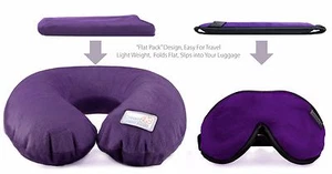 Dream Essentials Inflatable Neck Pillow Escape Sleep Mask Bundle  Purple - Picture 1 of 1
