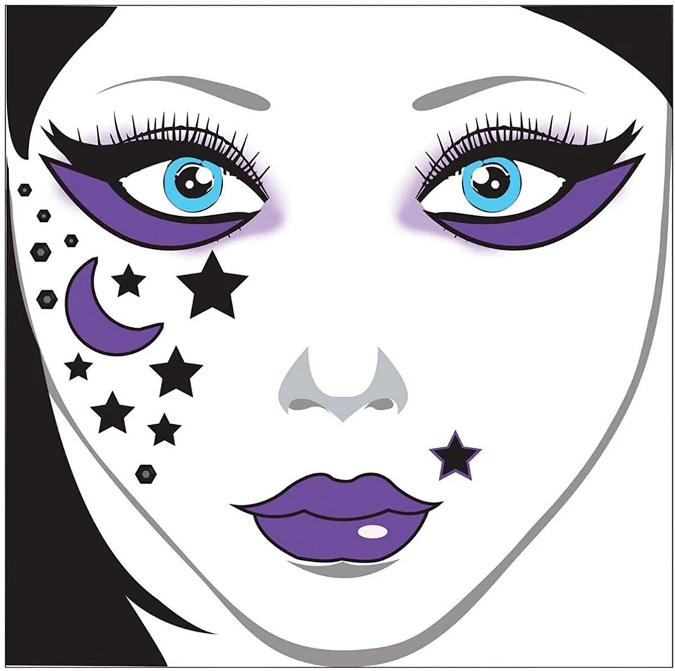 Face Decal Moon Stars - Standard - Stars - Image 1 of 1