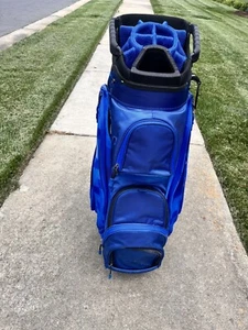 Maxfli Golf Cart Bag 14 Way Blue Single Strap 8 Pockets No Rain Cover - Picture 1 of 14