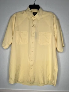 F/X Fusion Button Down Shirt Mens Medium New NWT Yellow Short Sleeve - Picture 1 of 4