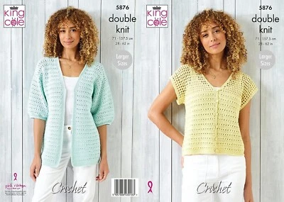 King Cole DK Crochet Pattern - 5876 Cardigan & Summer Top - Image 1 of 2