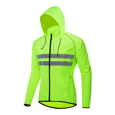 WOSAWE Hooded Cycling Jackets Windbreaker Reflective Bike Wind Coat Waterproof - Image 1 of 4