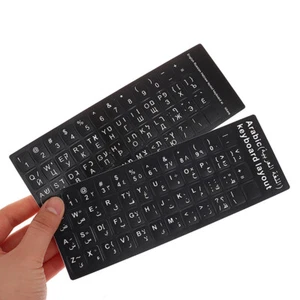 Matte 3 In 1 Hebrew English Russian Keyboard Stickers Language Letter Sticker - Photo 1/13