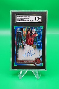 2022 Bowman Chrome Prospect Auto Blue RayWave Ref /150 Jorge Barrosa SGC 10 GS1