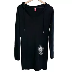 Damen Y2K Vintage Apple Bottoms schwarz Schneeflocke Kapuze Pullover Kleid Gr. LG - Bild 1 von 8