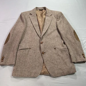 VTG Panhandle Slim Blazer Mens 42R Brown Wool Western Cowboy Elbow Patch Jacket - Picture 1 of 16