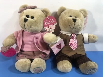 Starbucks 2007 Bearista 58th 59th Edition Valentines Couple Plush Set Bears Pink - Image 1 of 4