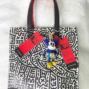Coach Disney Mickey Mouse X Keith Haring Graham Tote NWT Mickey Mouse KeyFob NWT - Picture 1 of 11
