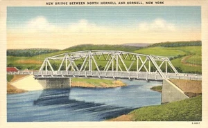 New Bridge Between North Hornell & Hornell New York Linen Postcard - Picture 1 of 2