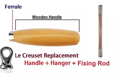 322 For Le Creuset wooden handle + End Hook + Fixing Rod full set Easy DIY