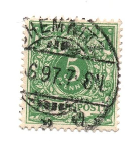 Germany 1889-1900 Definitives "ReichPost" SC: 47 5pfg Green Used Stamp - Picture 1 of 1