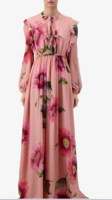 $5.5K Vestido Maxi Giambattista Valli Estampado Botánico Seda Rosa Talla 38 2 4 S XS Foto 1 de 4