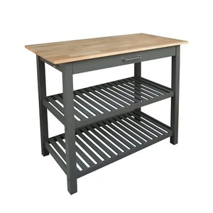 Casual Home Kitchen Island with Solid American Hardwood Top, Slate Gray, 40" ... - Picture 1 of 6
