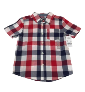 Oshkosh Boy T-Shirt Button Dow Checked Lon Sleeve Multicolor NWT $26.00 - Picture 1 of 2