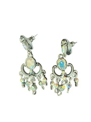 Chandelier Dangle Drop Earrings 1-1/2 Inches Crystal Secure Lock Back Clasp - Image 1 of 4
