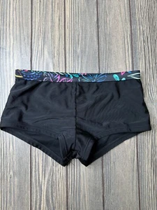 Wonder Nation Girls Swim Shorts Size M 7 8 Black With Floral Waistband - Picture 1 of 2