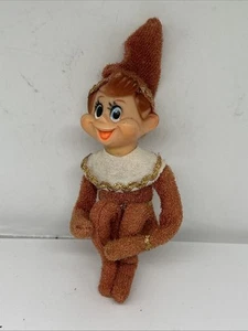 Vintage Christmas Floral Knee Hugger Elf Ornament Holiday Collectible Pixie - Picture 1 of 7