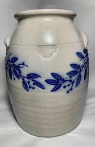 Salmon Falls Stoneware Salt Glaze Crock, Blueberry Vine, Large 10" See Descrip - Picture 1 of 14