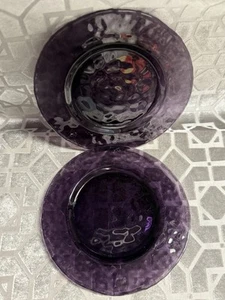 Vtg Set 2 Studio Bormioli Rocco Hammered Amethyst Purple 8” Salad/Dessert Plates - Picture 1 of 15
