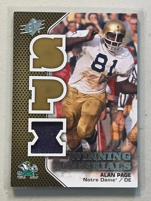 Alan Page 2010 Upper Deck SPX /125 Patch Jersey Game Used WMP Winning Materials - Image 1 of 2