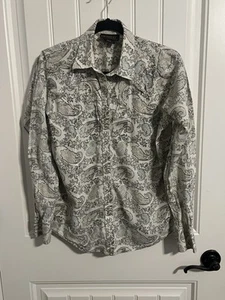 #6001. Ariat Women's Snap Front Long Sleeve Gray Western Shirt. Size M - Picture 1 of 13