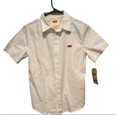 Camisa Levi's Boys M 10-12 branca com botões e colarinho clássico nova com etiquetas - Imagem 1 de 4