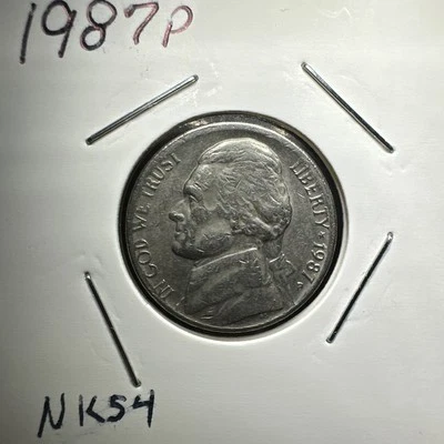 1987 P Error Jefferson Nickel. DDO/DDR. Rim Error - Letters On Rim - Image 1 of 4